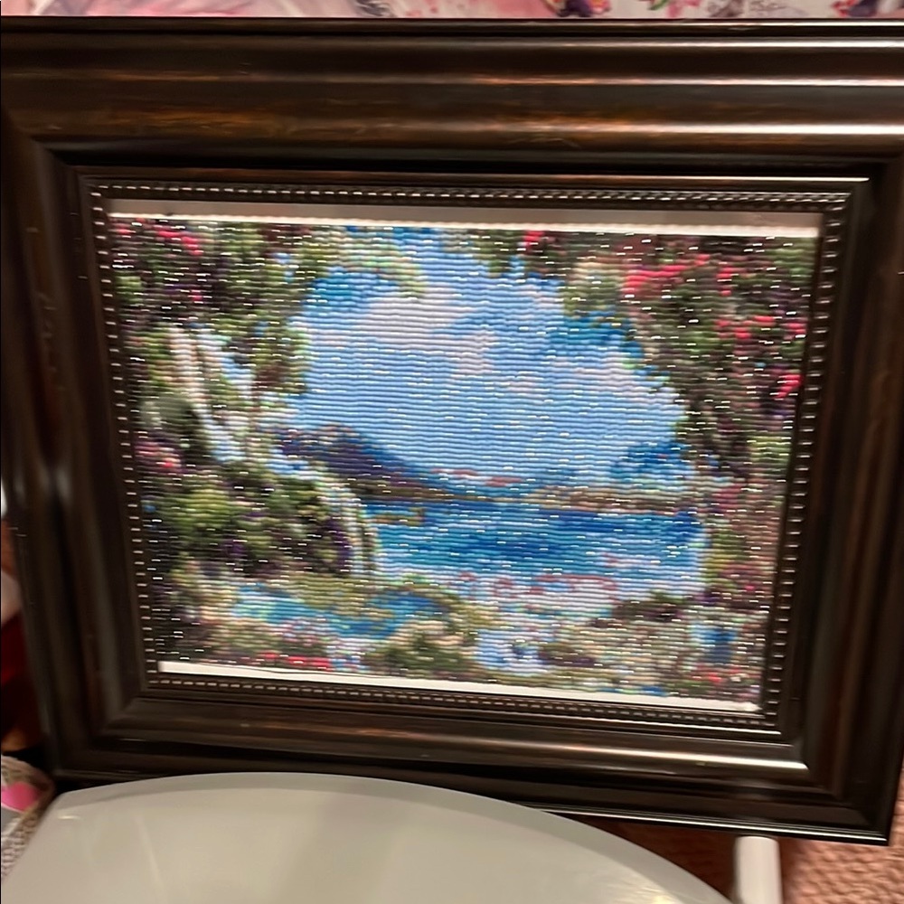Framed Landscape Beaded Artwork